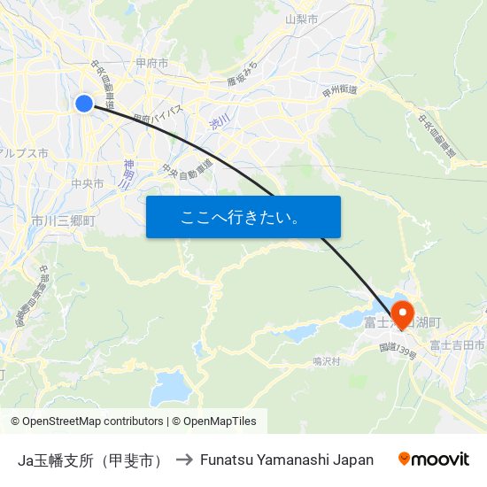 Ja玉幡支所（甲斐市） to Funatsu Yamanashi Japan map