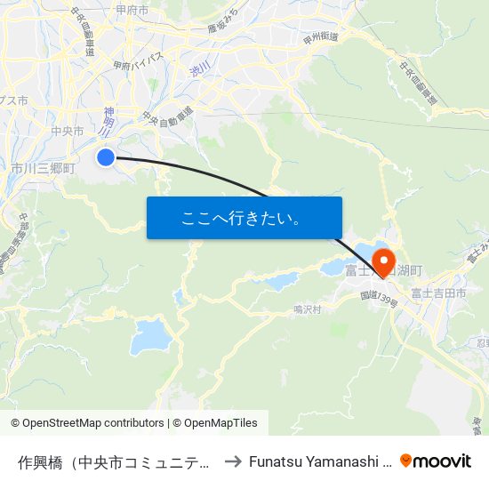 作興橋（中央市コミュニティバス） to Funatsu Yamanashi Japan map