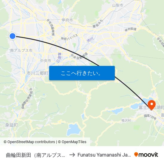 曲輪田新田（南アルプス市） to Funatsu Yamanashi Japan map