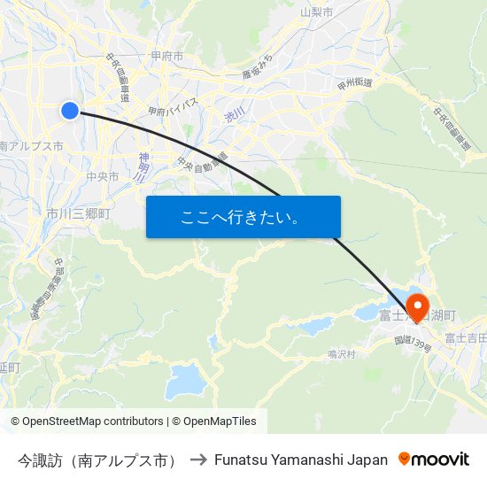 今諏訪（南アルプス市） to Funatsu Yamanashi Japan map