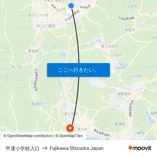 甲運小学校入口 to Fujikawa Shizuoka Japan map