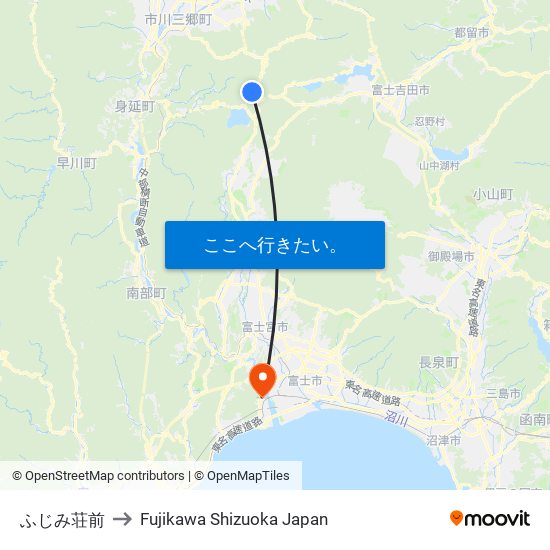 ふじみ荘前 to Fujikawa Shizuoka Japan map