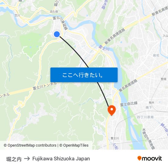 堀之内 to Fujikawa Shizuoka Japan map