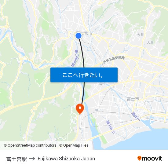富士宮駅 to Fujikawa Shizuoka Japan map