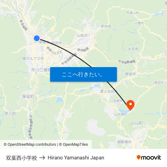 双葉西小学校 to Hirano Yamanashi Japan map