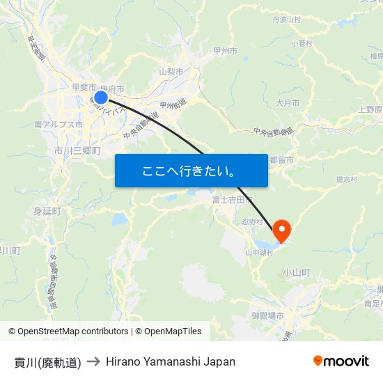 貢川(廃軌道) to Hirano Yamanashi Japan map