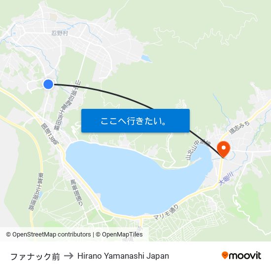 ファナック前 to Hirano Yamanashi Japan map