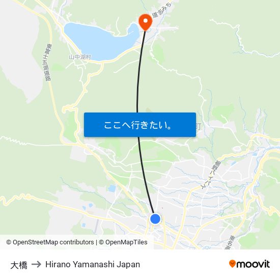 大橋 to Hirano Yamanashi Japan map