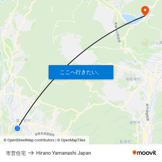 市営住宅 to Hirano Yamanashi Japan map