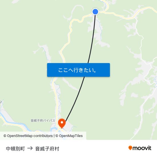 中頓別町 to 音威子府村 map