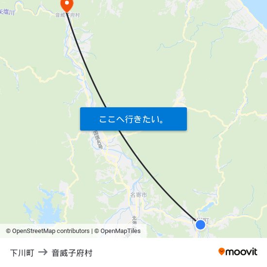 下川町 to 音威子府村 map