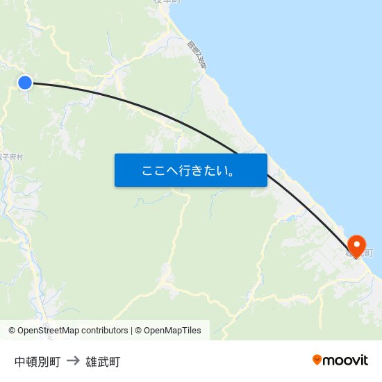 中頓別町 to 雄武町 map