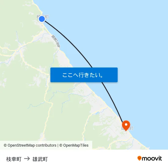 枝幸町 to 雄武町 map