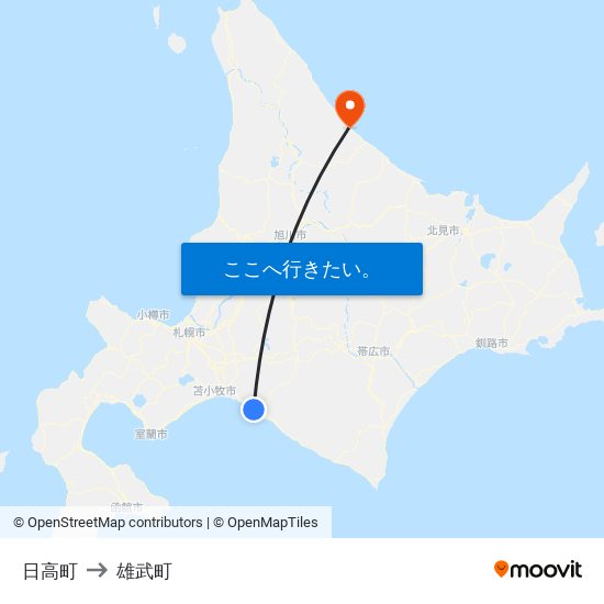日高町 to 雄武町 map