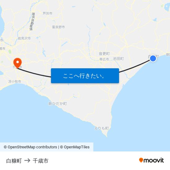 白糠町 to 千歳市 map