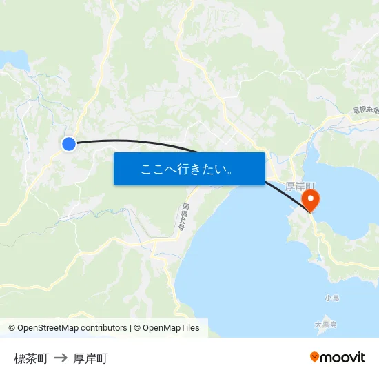 標茶町 to 厚岸町 map