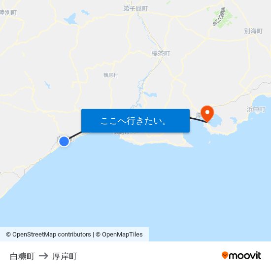 白糠町 to 厚岸町 map