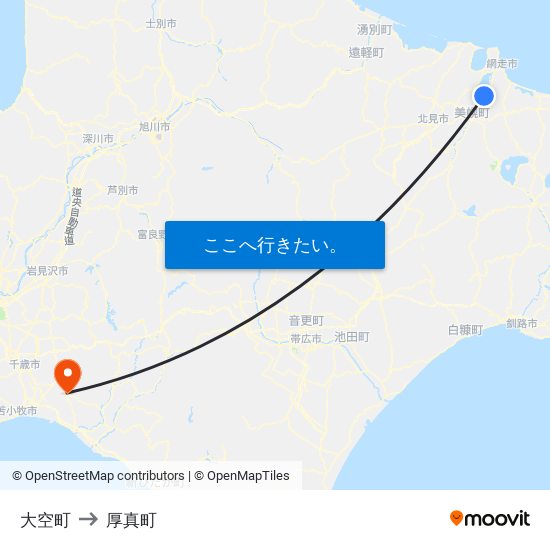 大空町 to 厚真町 map