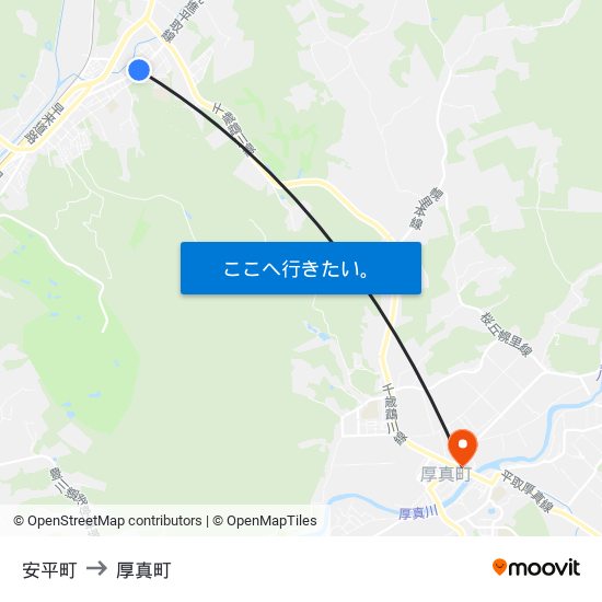 安平町 to 厚真町 map