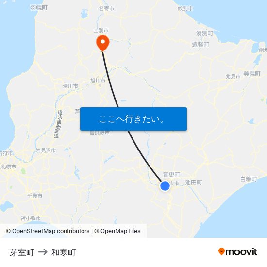芽室町 to 和寒町 map