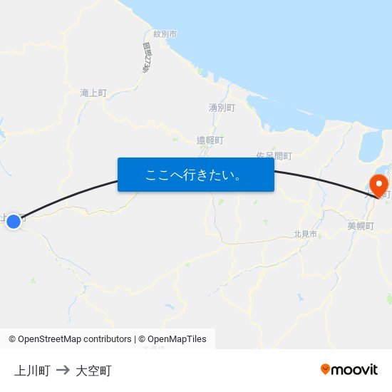 上川町 to 大空町 map