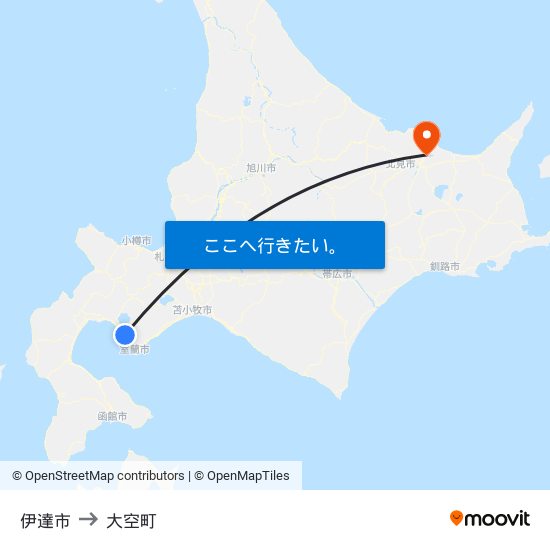 伊達市 to 大空町 map