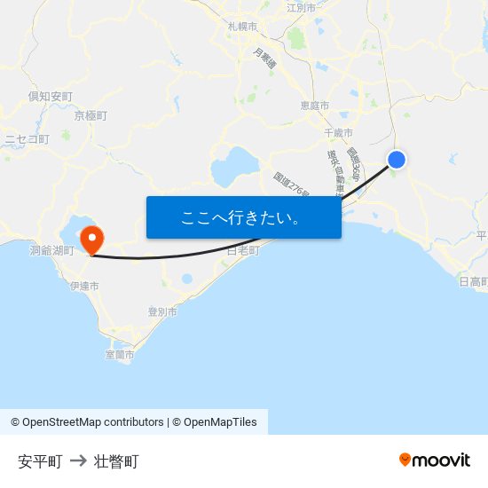 安平町 to 壮瞥町 map