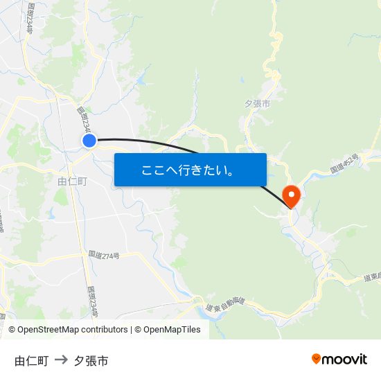 由仁町 to 夕張市 map