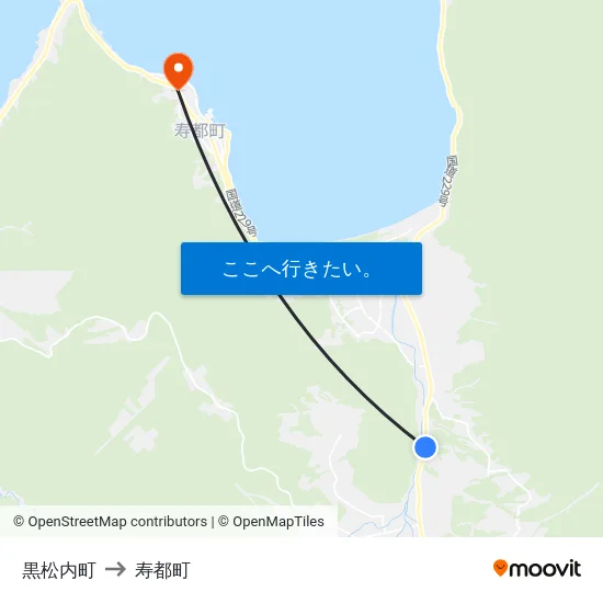 黒松内町 to 寿都町 map