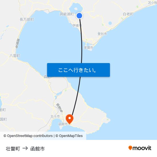 壮瞥町 to 函館市 map