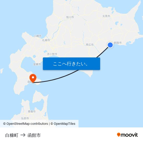 白糠町 to 函館市 map