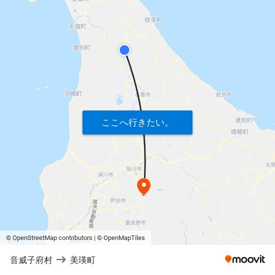 音威子府村 to 美瑛町 map