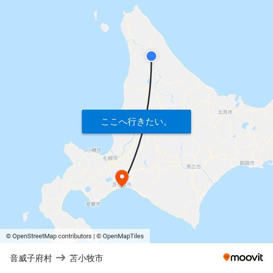 音威子府村 to 苫小牧市 map
