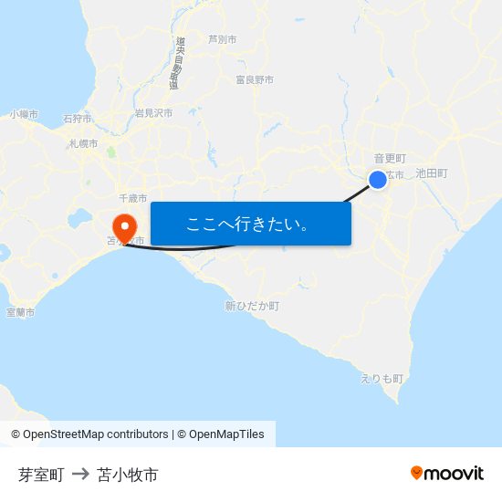芽室町 to 苫小牧市 map