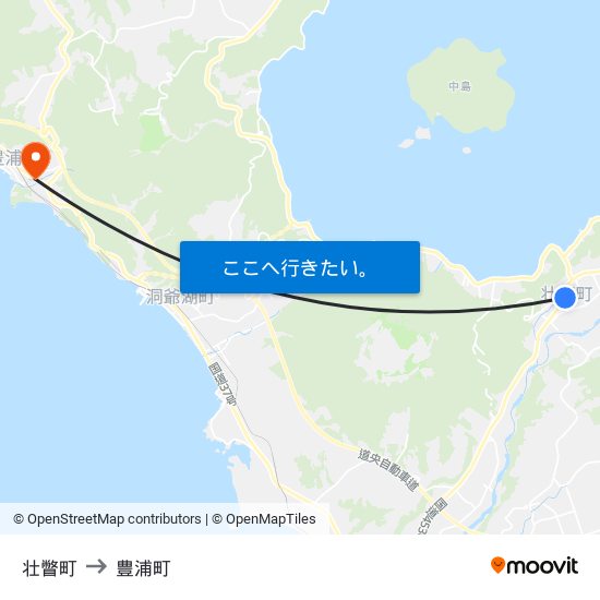 壮瞥町 to 豊浦町 map