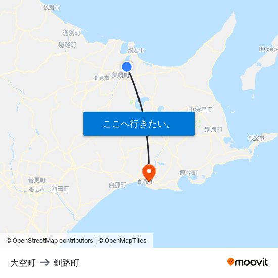 大空町 to 釧路町 map