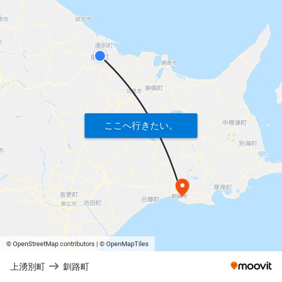 上湧別町 to 釧路町 map