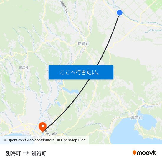 別海町 to 釧路町 map