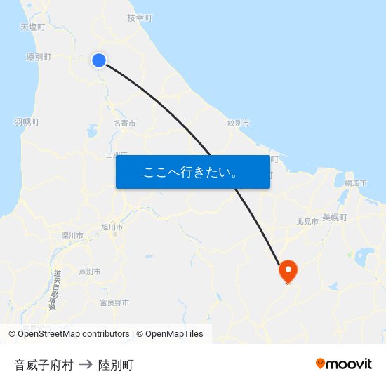 音威子府村 to 陸別町 map