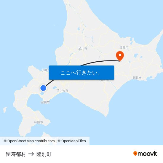 留寿都村 to 陸別町 map