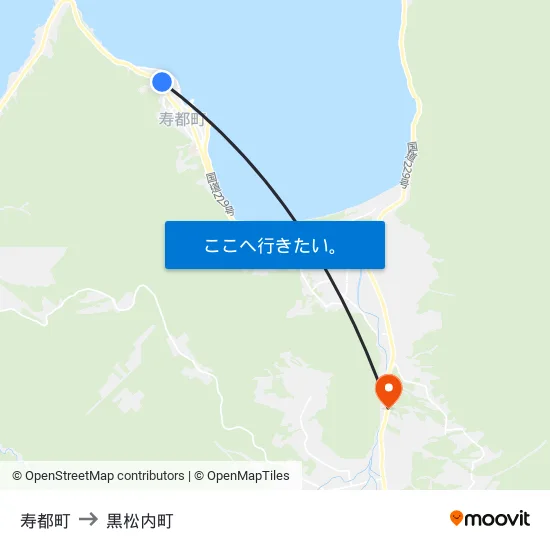 寿都町 to 黒松内町 map