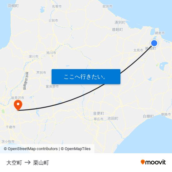 大空町 to 栗山町 map