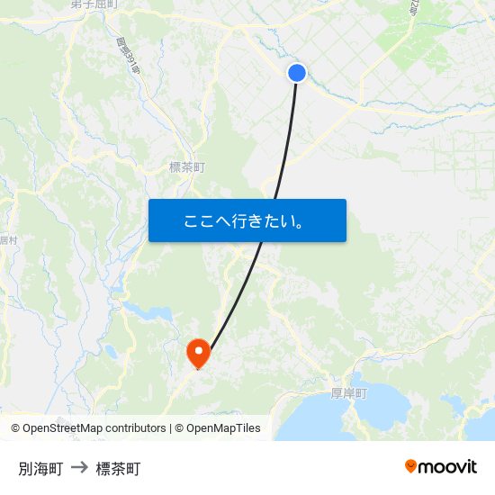 別海町 to 標茶町 map