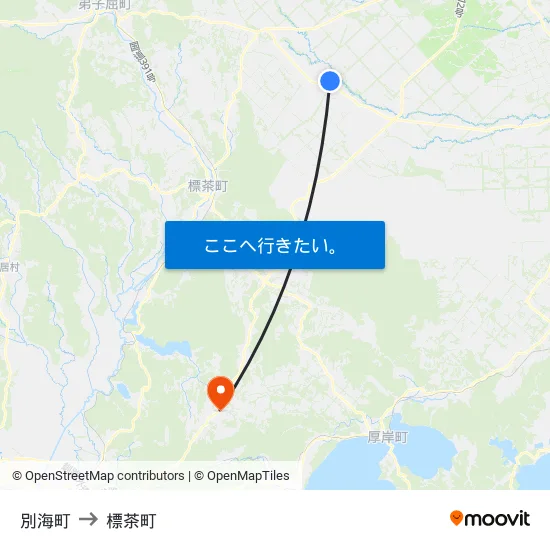 別海町 to 標茶町 map