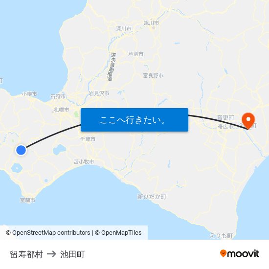 留寿都村 to 池田町 map