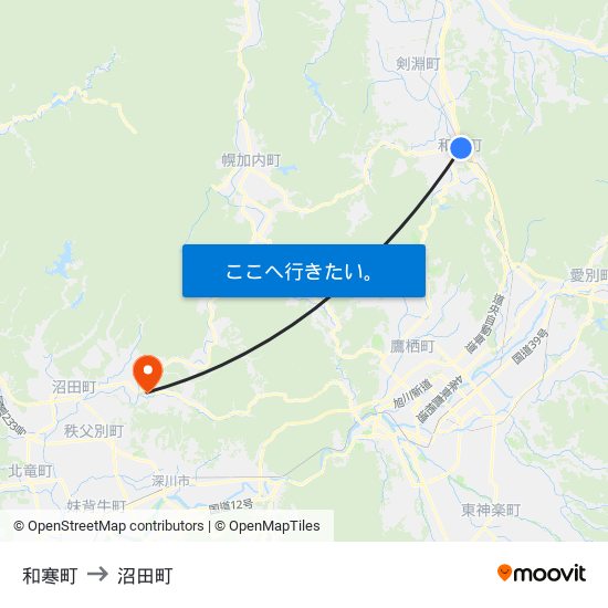 和寒町 to 沼田町 map