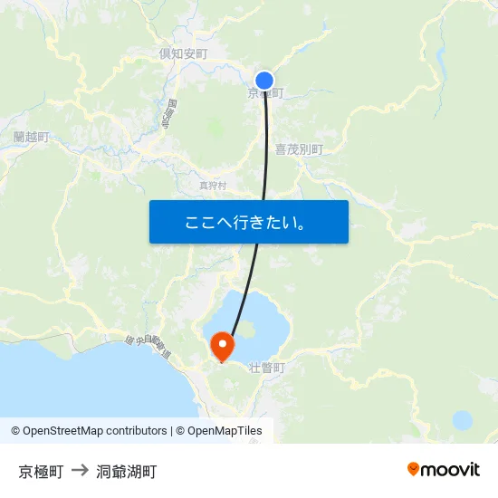 京極町 to 洞爺湖町 map