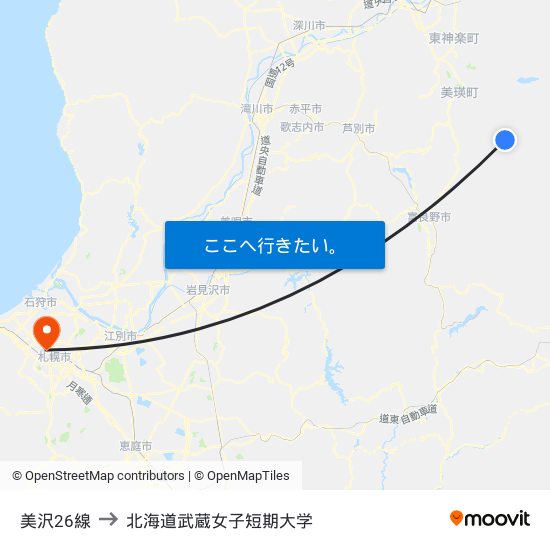 美沢26線 to 北海道武蔵女子短期大学 map
