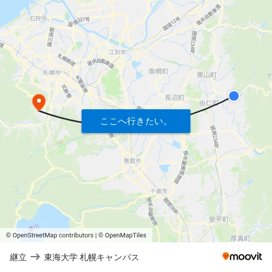 継立 to 東海大学 札幌キャンパス map