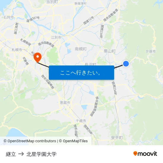 継立 to 北星学園大学 map